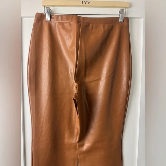 Aritzia Wilfred Free Daria Camel Vegan Leather Straight Leg Pants size L - Picture 5 of 5